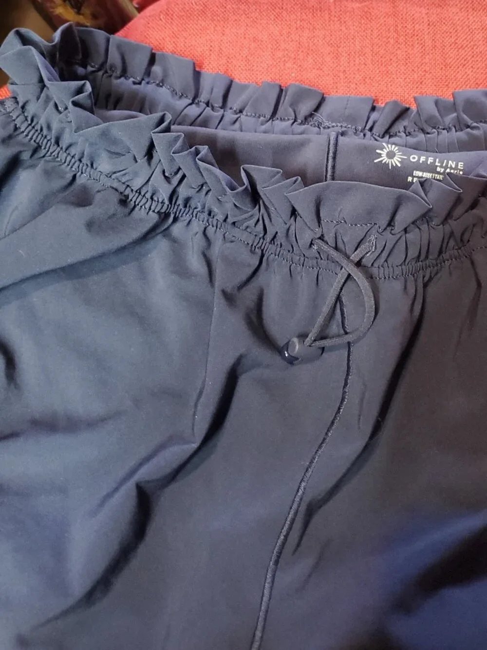 Aerie OFFLINE Ruffle Waist Athletic Gym Shorts Navy Blue